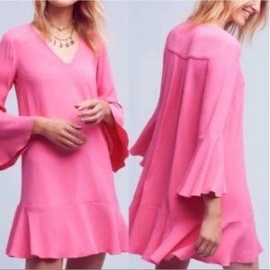 HD PARIS Anthropologie V Neck Dress Pink 4